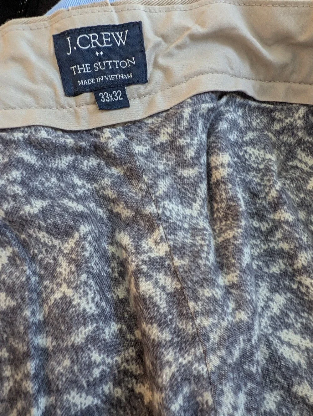 J.Crew The Sutton Men Khaki Chino Pants Tan Flat Front Size 33x32 Casual Work
